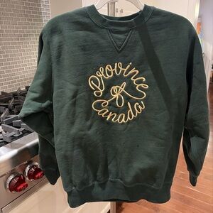 Province of Canada script logo crewneck sweatshirt in green XXS (fits like an S)